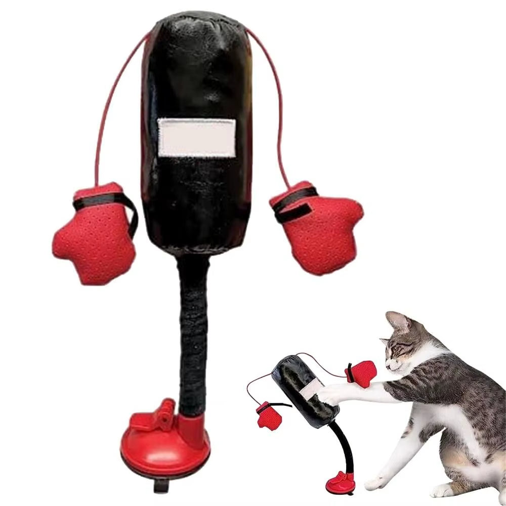 Engaging Cat Punching Bag Toy for Indoor Fun - Random Color Suction Cup Included