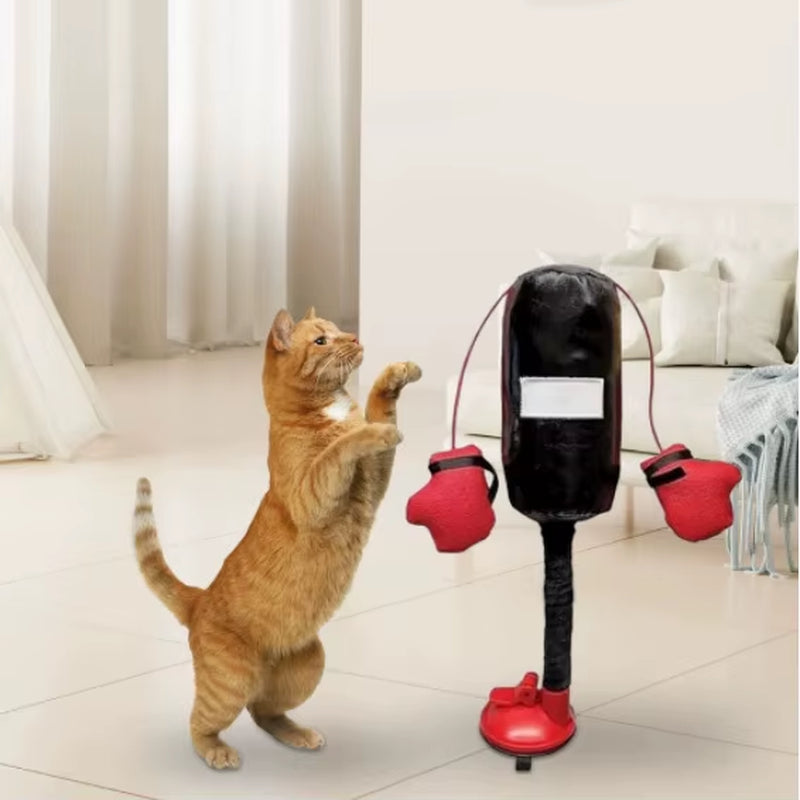 Engaging Cat Punching Bag Toy for Indoor Fun - Random Color Suction Cup Included