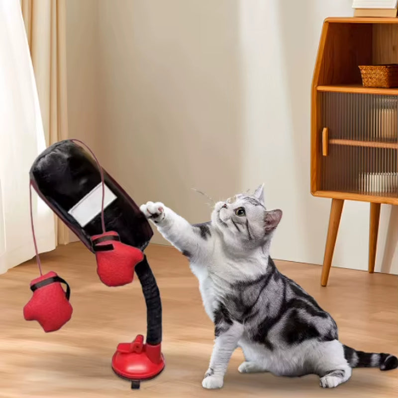 Engaging Cat Punching Bag Toy for Indoor Fun - Random Color Suction Cup Included